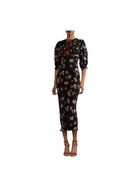 $595 Cynthia Rowley Floral Silk Midi Dress Size 4 NWT